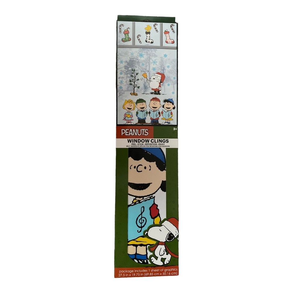 Peanuts Charlie Brown Christmas Peel & Stick Window Cling Mirror Decor *New